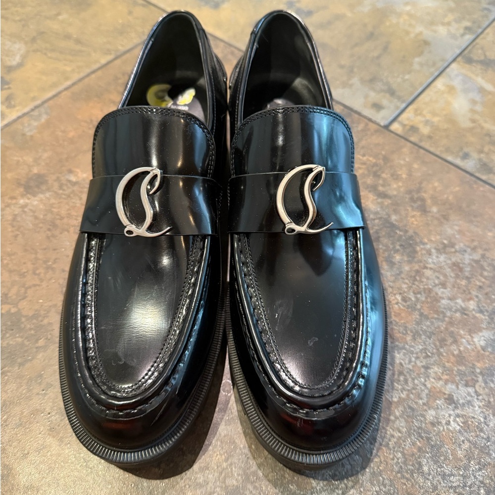 Christian Louboutin Black Leather Loafers. Gently used.